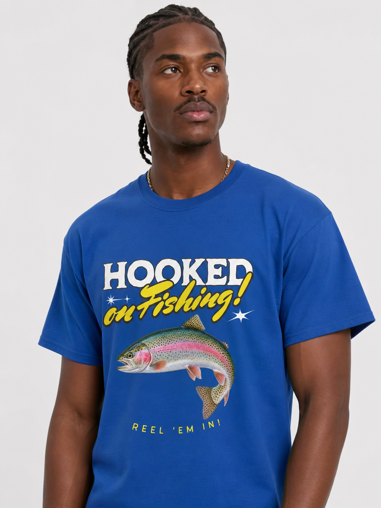 Hooked on Fishing Graphic T-Shirt
