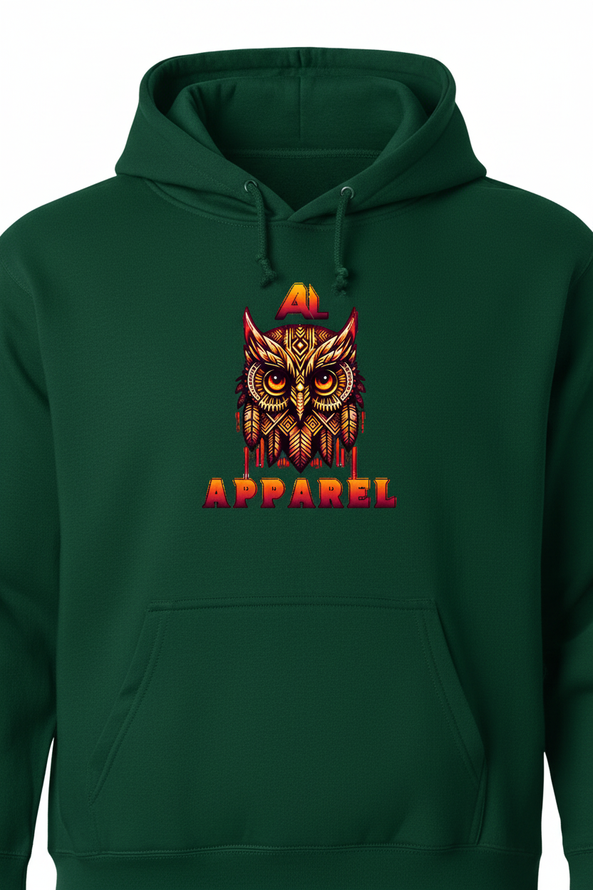 AL APPAREL Owl Green Hoodie