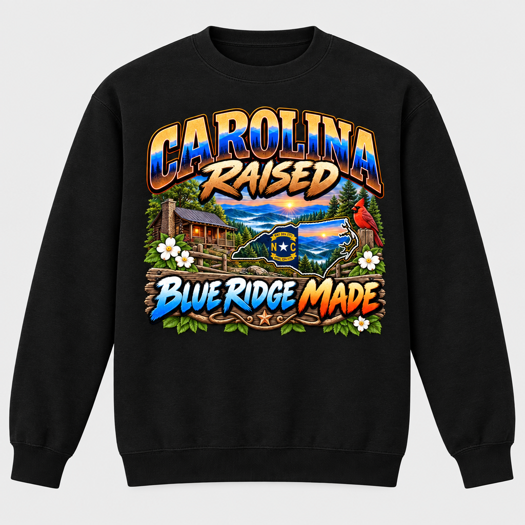 Carolina Raised Blue Ridge Made Sweatshirt - Black