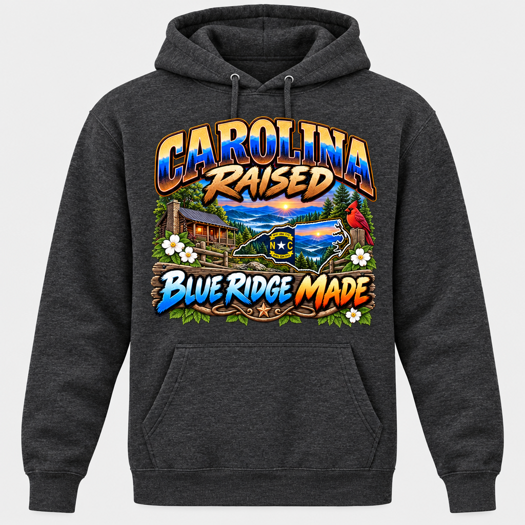 Carolina Raised Blue Ridge Made Hoodie - Charcoal Heather