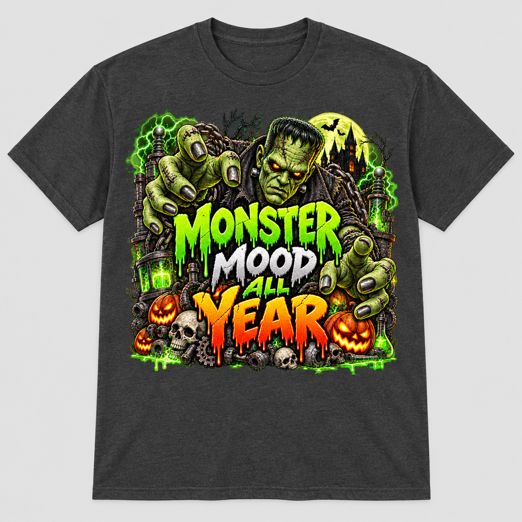Charcoal Monster Mood T-shirt mockup