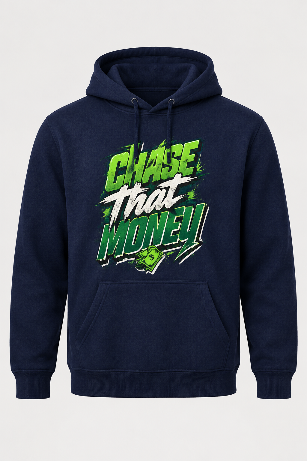 Chase That Money deep navy hoodie mockup