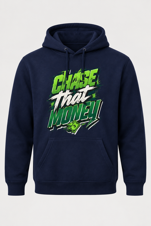 Chase That Money deep navy hoodie mockup