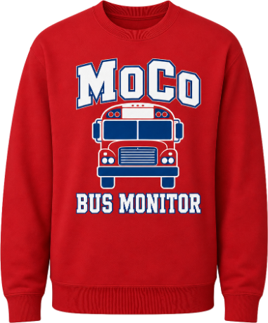 MoCo Bus Monitor Crew Neck Sweatshirt – Red
