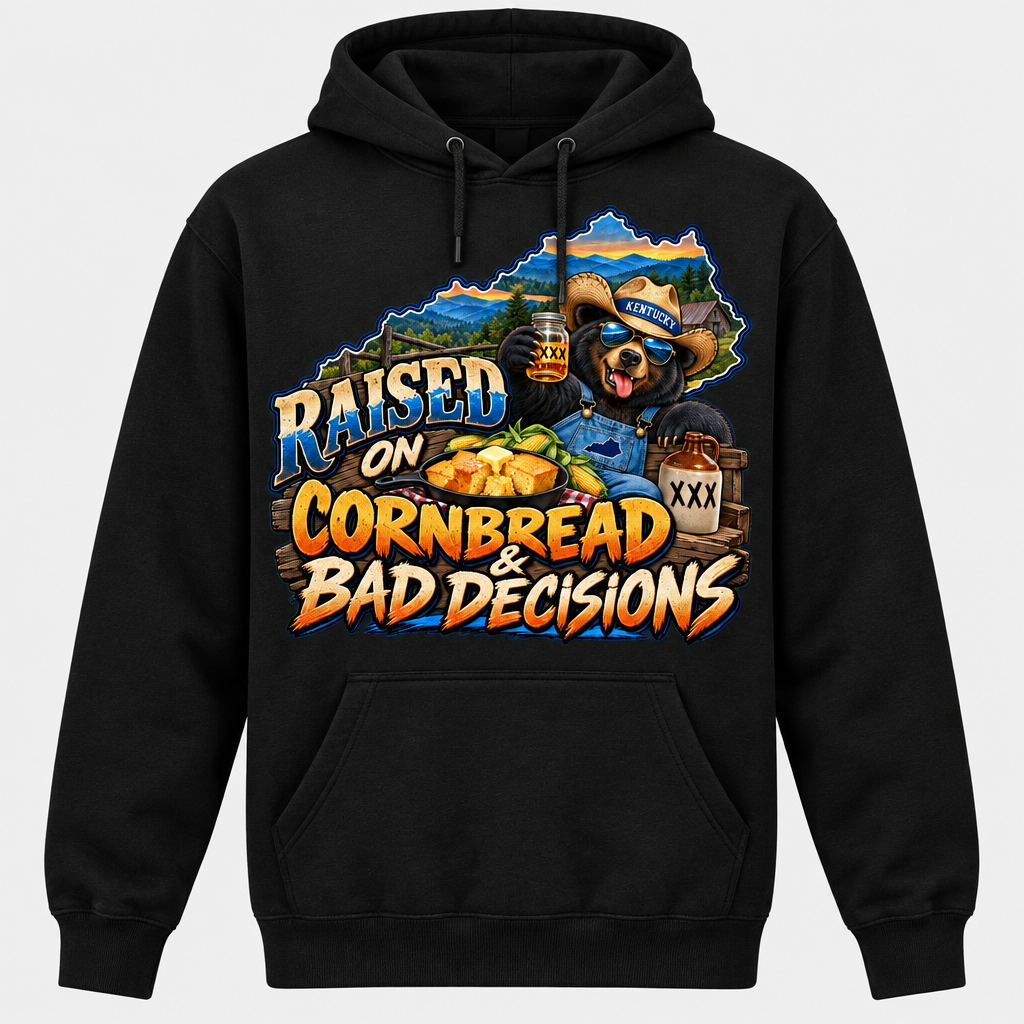 Raised on Cornbread & Bad Decisions Hoodie - Black