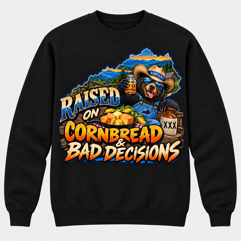 Raised on Cornbread & Bad Decisions Sweatshirt - Black