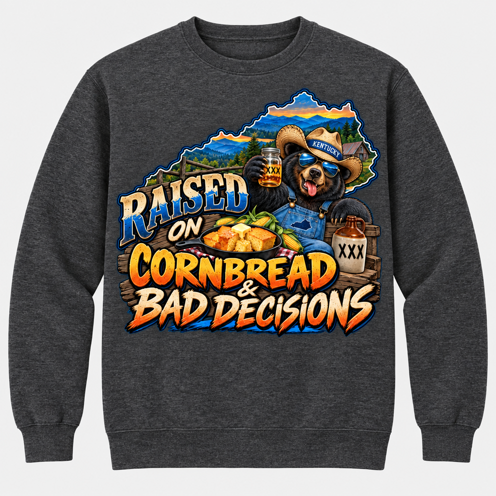 Raised on Cornbread & Bad Decisions Sweatshirt - Charcoal Heather