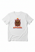 AL APPAREL tribal owl graphic on white t-shirt