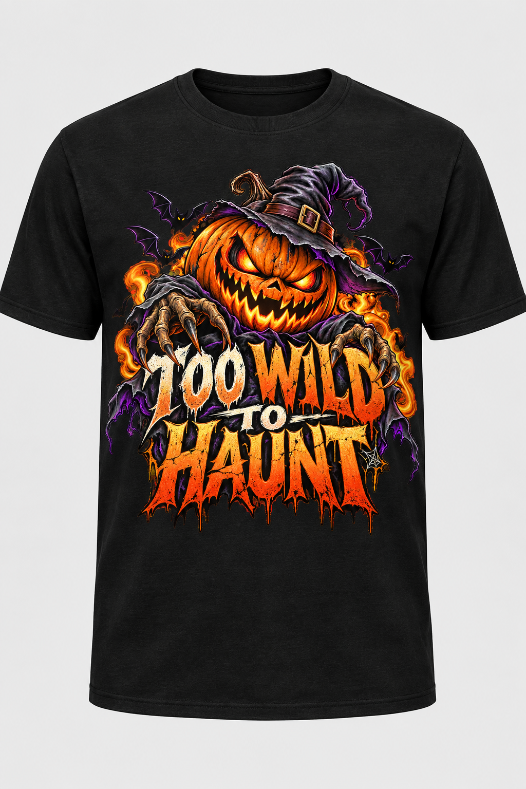 Too Wild to Haunt Halloween T-shirt mockup on black