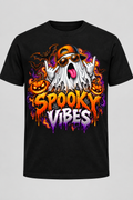 Spooky Vibes Halloween T-shirt mockup on black