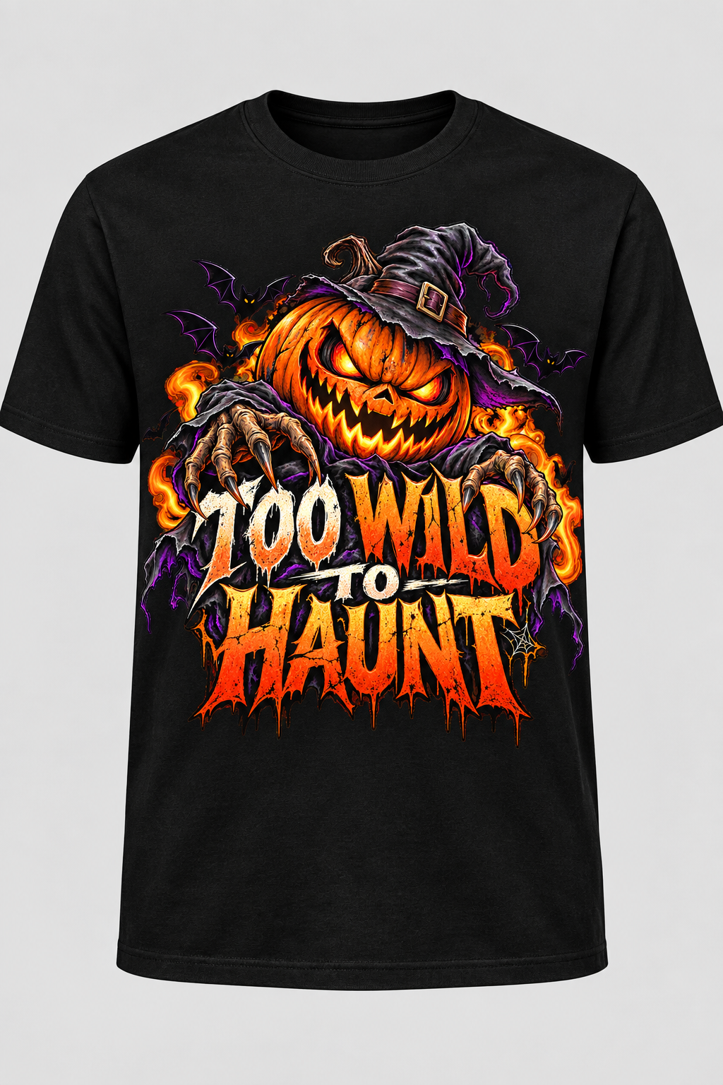 Too Wild to Haunt Halloween T-shirt mockup on black