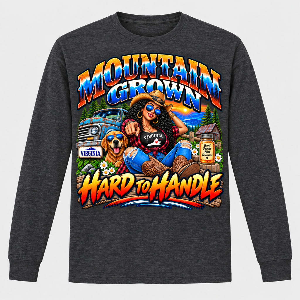 Mountain Grown Hard to Handle Long Sleeve T-Shirt - Charcoal Heather