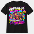 Outrageous Eighties Right Now T-Shirt - Peace Sign - Black