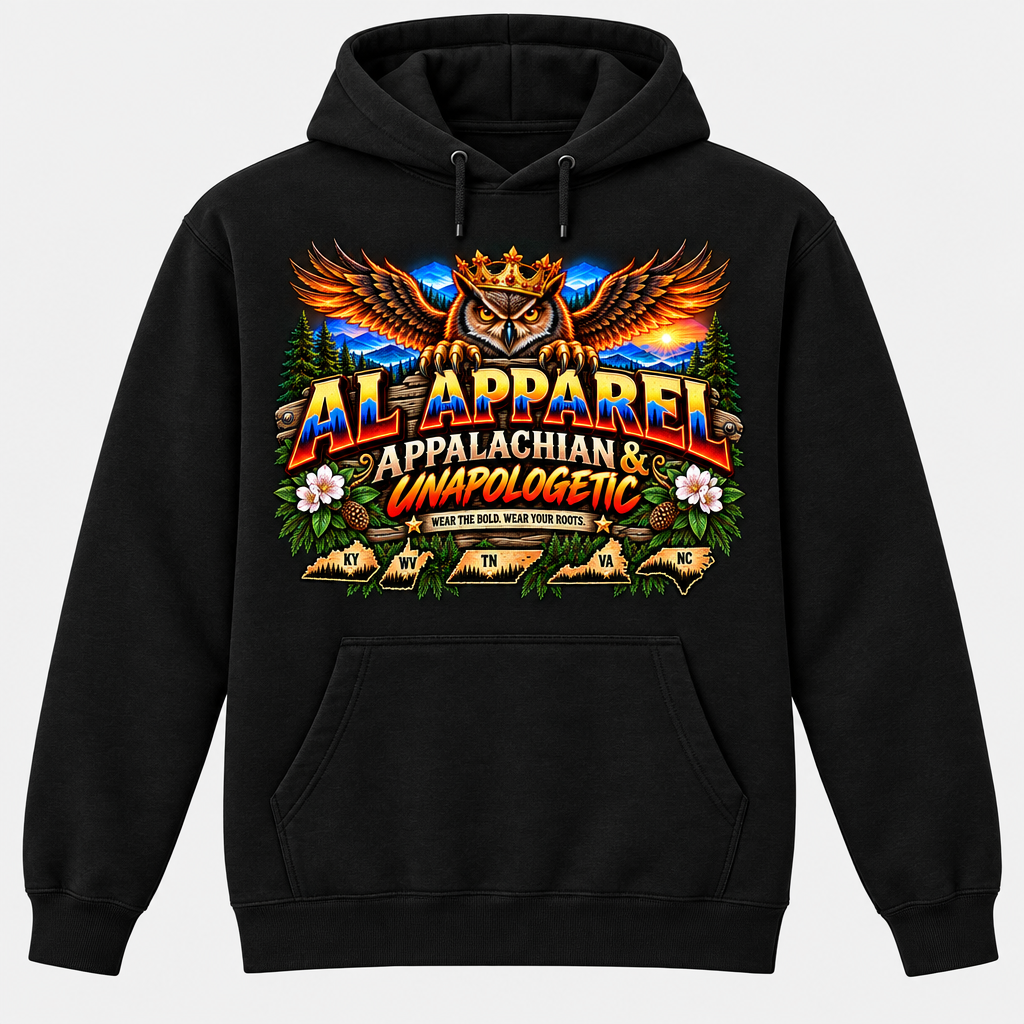 Appalachian & Unapologetic Owl Hoodie - Black