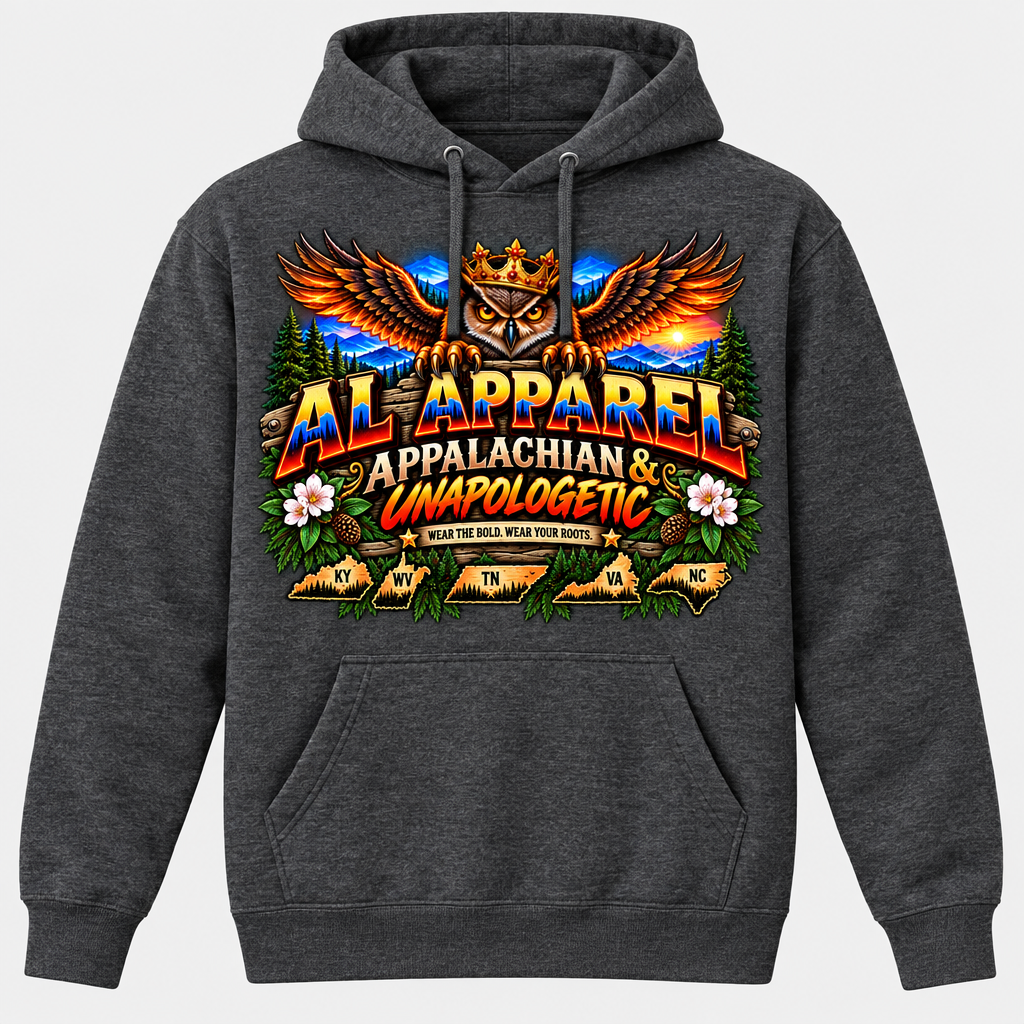 Appalachian & Unapologetic Owl Hoodie - Charcoal Heather