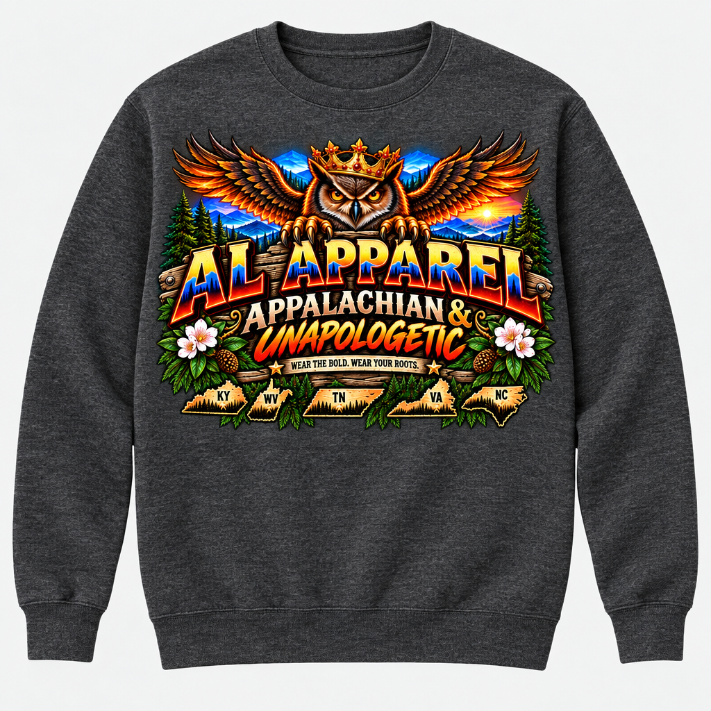 Appalachian & Unapologetic Owl Sweatshirt - Charcoal Heather