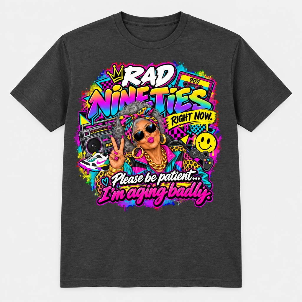 Rad Nineties Right Now T-Shirt - Dark Charcoal