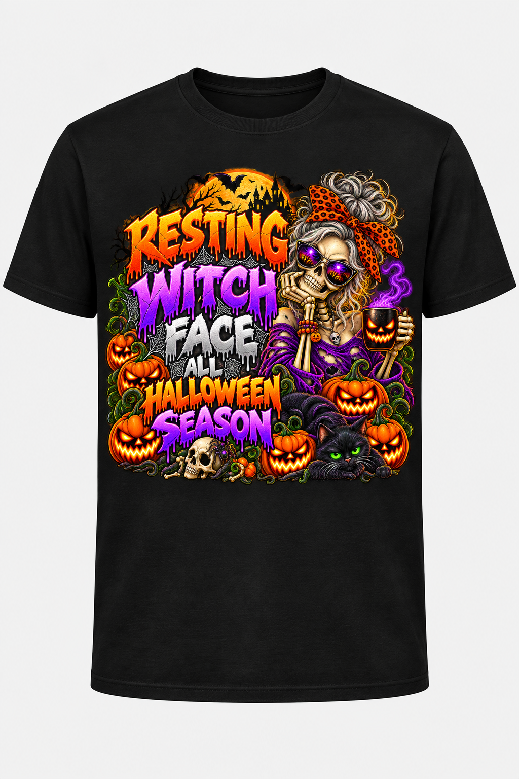 Resting Witch Face black T-shirt mockup