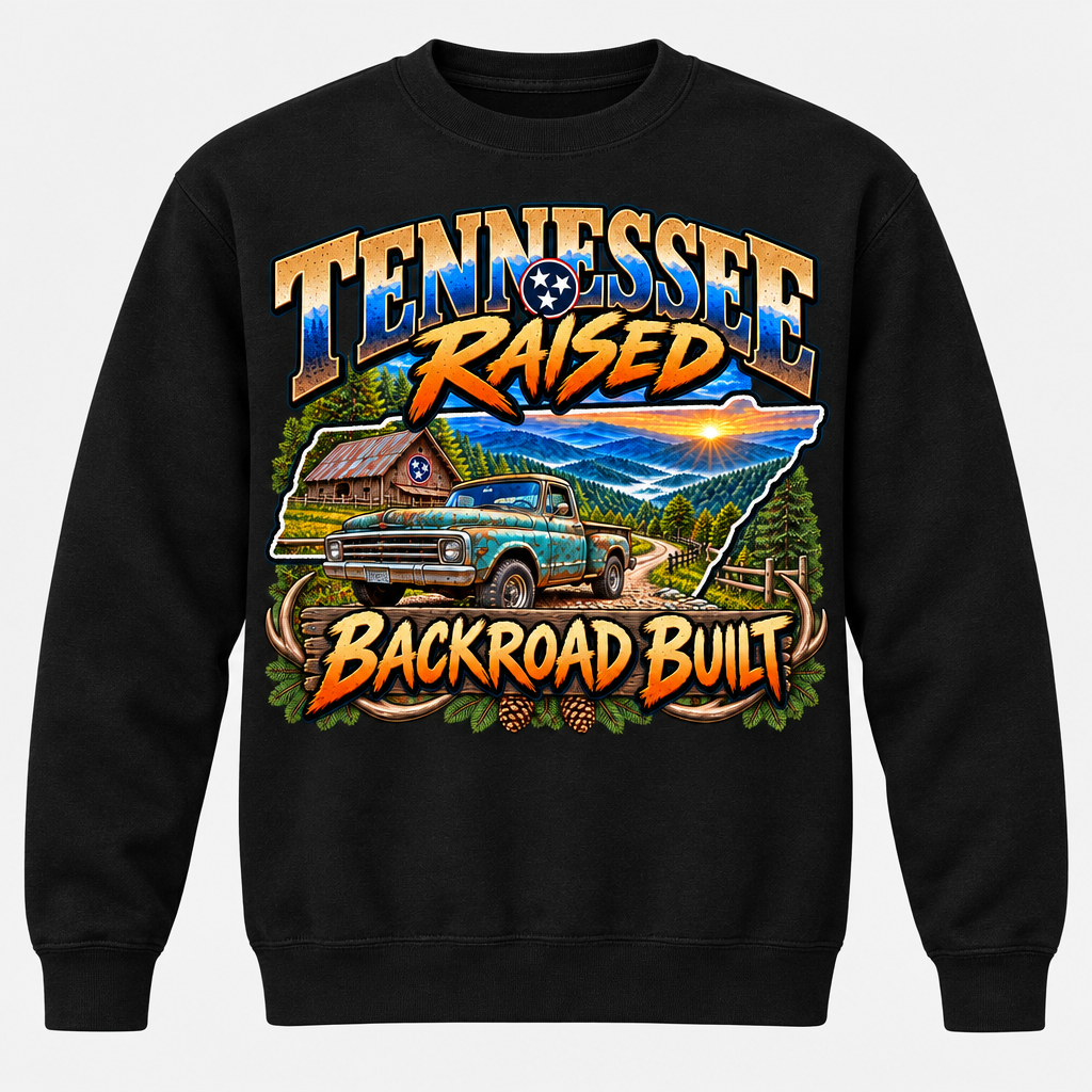 Tennessee Raised Backroad Built Sweatshirt - Black