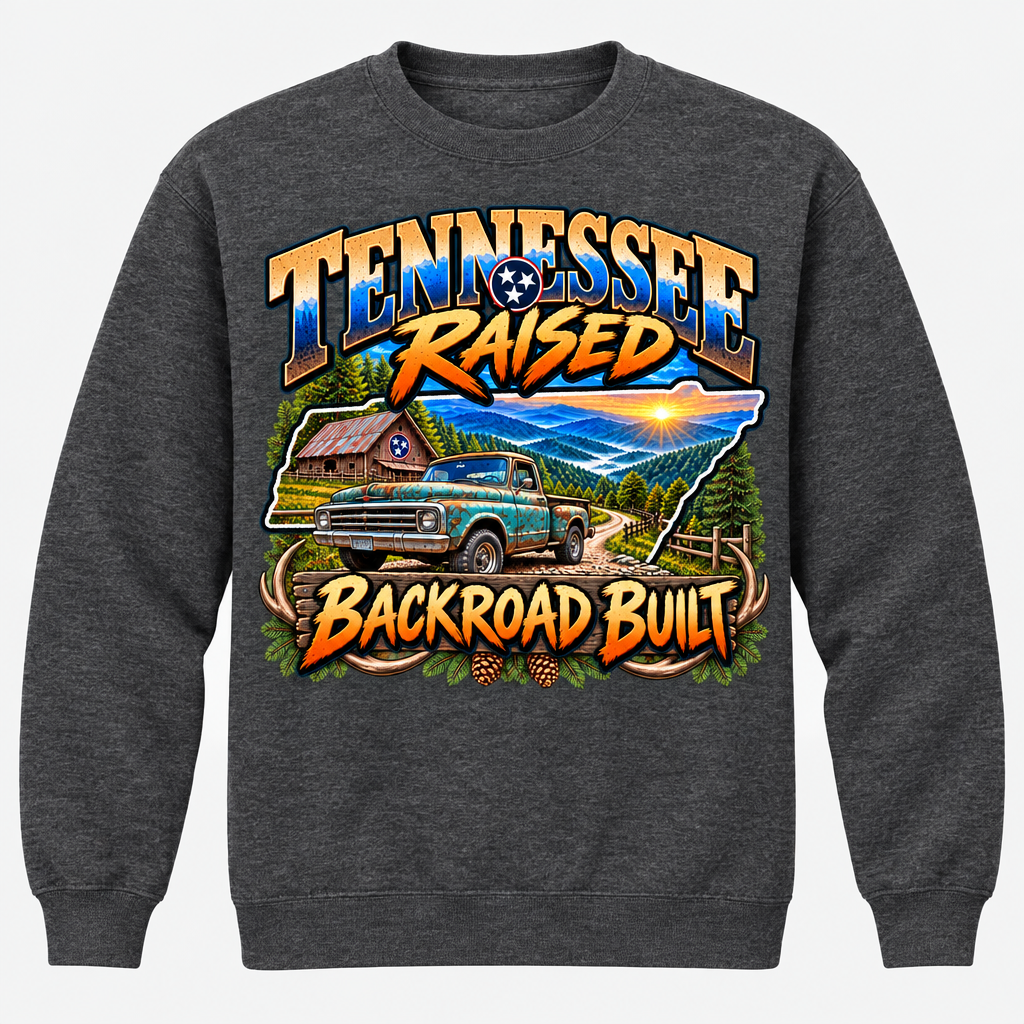 Tennessee Raised Backroad Built Sweatshirt - Charcoal Heather