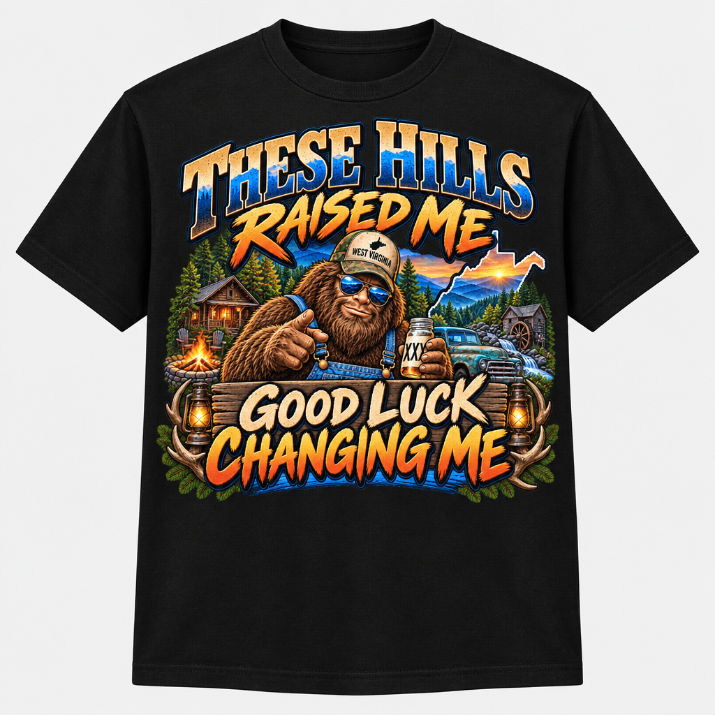 These Hills Raised Me Good Luck Changing Me T-Shirt - Black