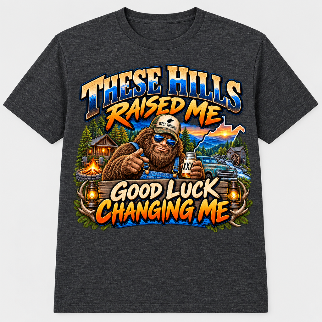 These Hills Raised Me Good Luck Changing Me T-Shirt - Charcoal Heather