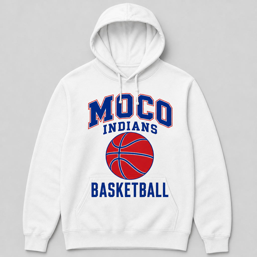 White MoCo Indians Basketball hoodie