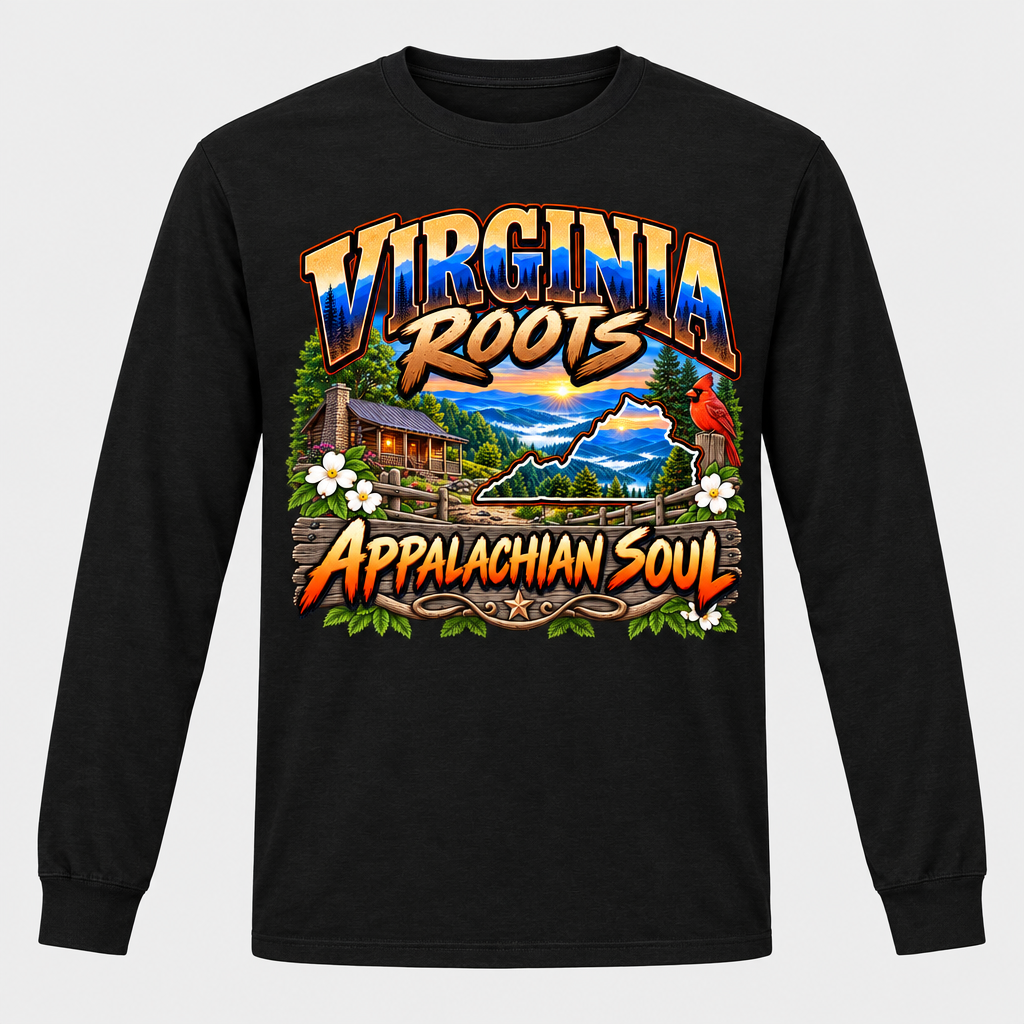 Virginia Roots Appalachian Soul Long Sleeve T-Shirt - Black