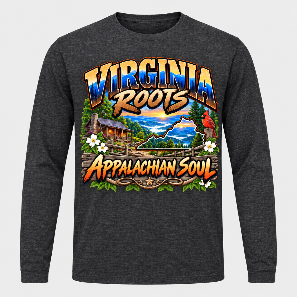 Virginia Roots Appalachian Soul Long Sleeve T-Shirt - Charcoal Heather