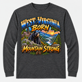 West Virginia Born Mountain Strong Long Sleeve T-Shirt - Charcoal Heather